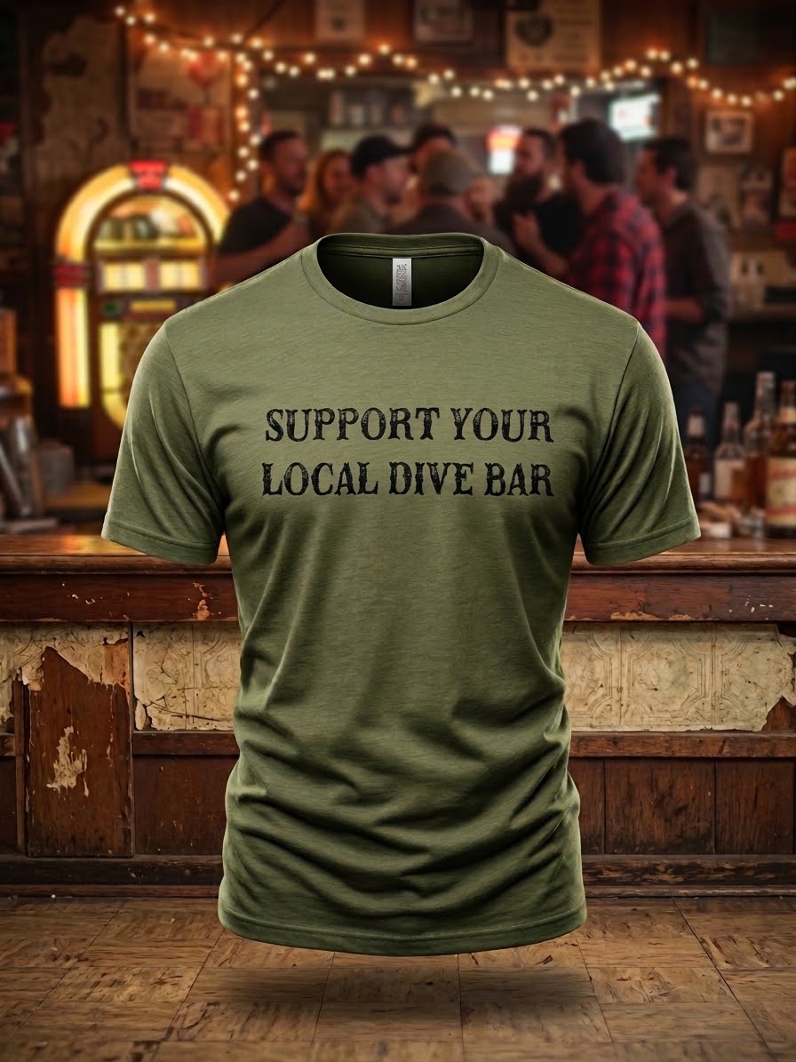 Support Your Local Dive Bar in military green