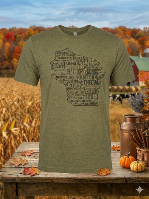 Cheese Tee in Heather Olive