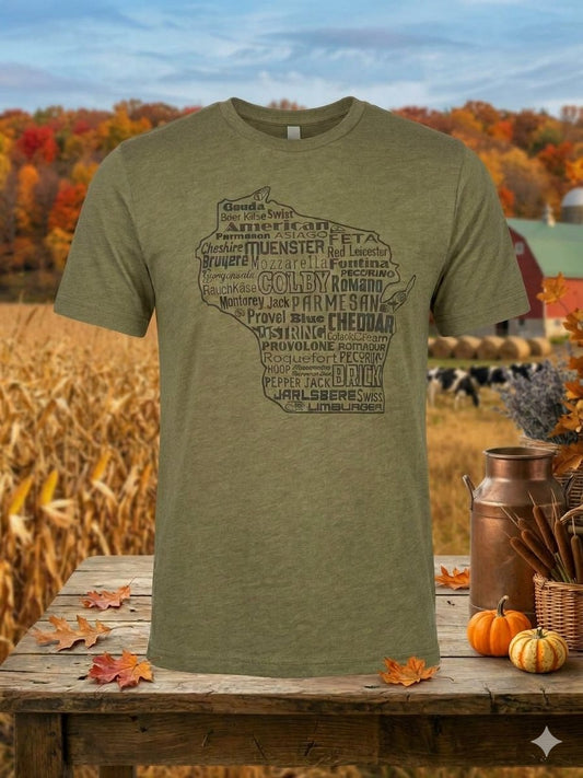Cheese Tee in Heather Olive