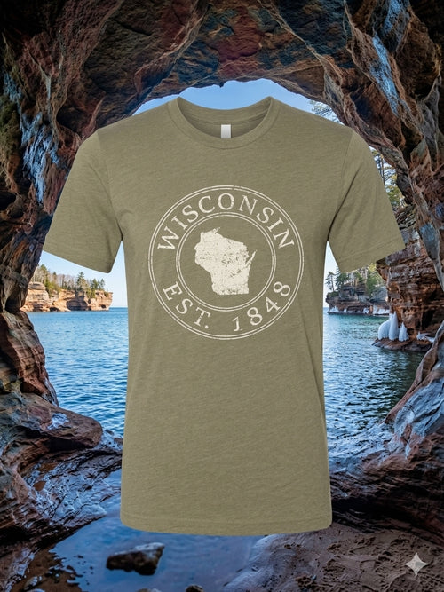 Button tee in heather olive