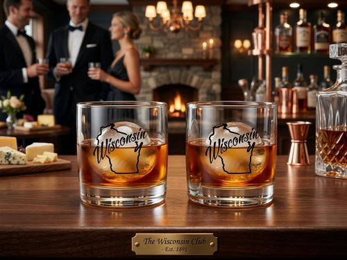 Wisconsin whiskey glass (sold in a set of 2)